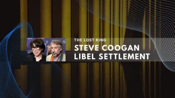 Steve Coogan and libel settlement for The Lost King in media-style design.