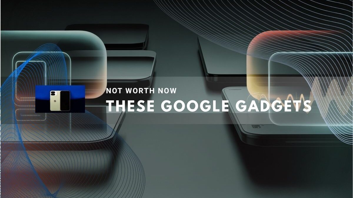 collection of various Google gadgets displayed on a sleek, modern surface with a muted background.
