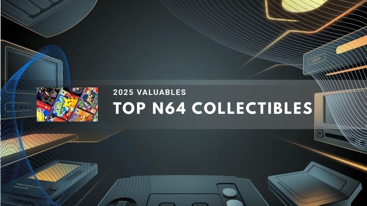 Retro Nintendo 64 consoles and game cartridges floating in space