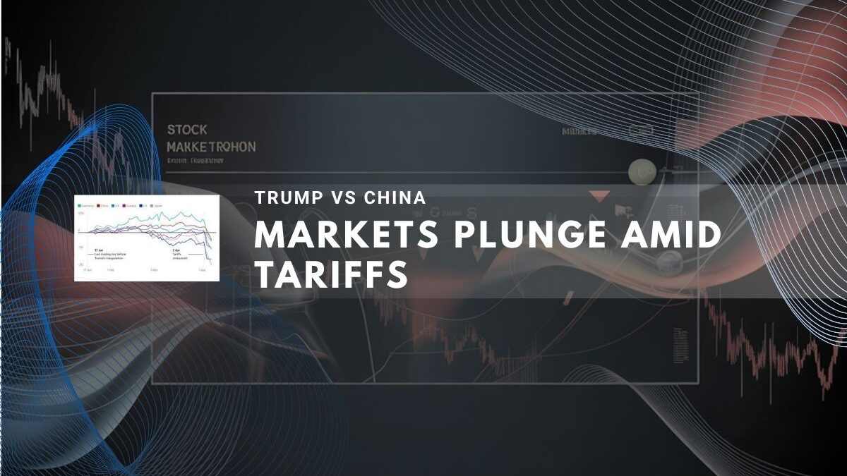 financial graphic illustrating market declines due to tariffs.