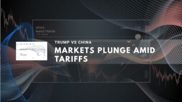 financial graphic illustrating market declines due to tariffs.