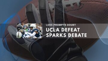 Football glove with UCLA defeat sparks debate text on blue background