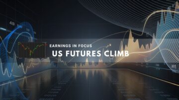 Digital representation of rising US equity futures and data graphs.