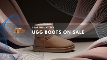 Tan UGG boots displayed among soft fabric textures in warm light