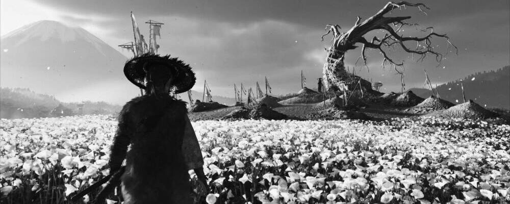 A scene from &quot;Ghost of Yotei&quot; in 'Kurosawa Mode.' (Courtesy of Sony Interactive Entertainment)