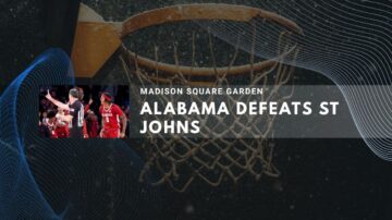 Alabama basketball team celebrates victory over St Johns at Madison Square Garden.