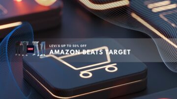 Glowing shopping icons on a dark digital surface