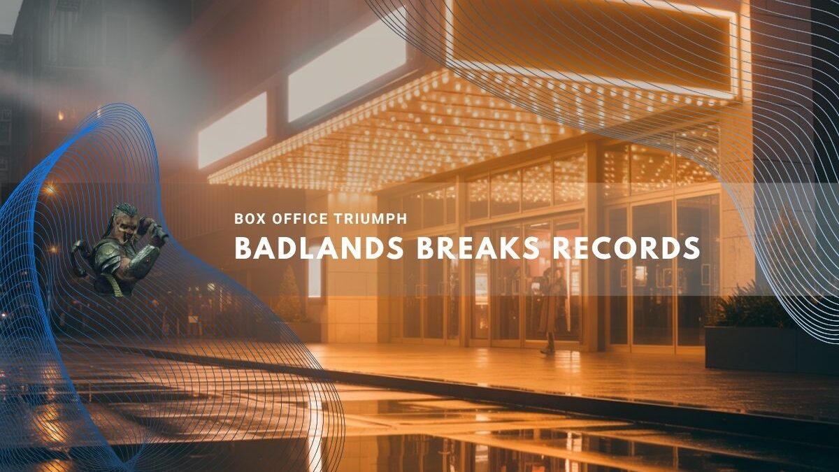 Theater entrance glowing with marquee lights after rainfall