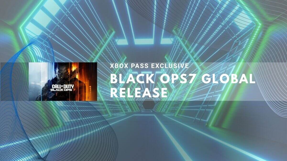 Xbox Pass exclusive Black Ops 7 global release with neon sci-fi design.