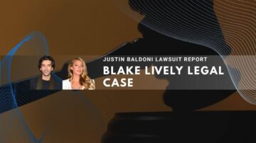 Blake Lively legal case with Justin Baldoni lawsuit report and judge's gavel symbol