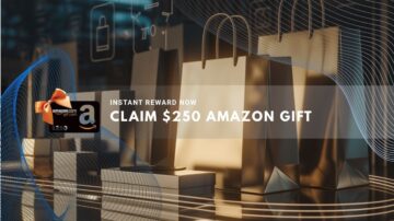 Amazon $250 gift card promotion with shopping bags