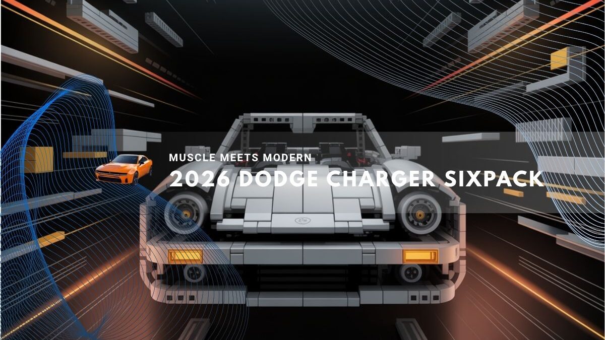 Futuristic Dodge Charger rendered in sleek digital blocks.