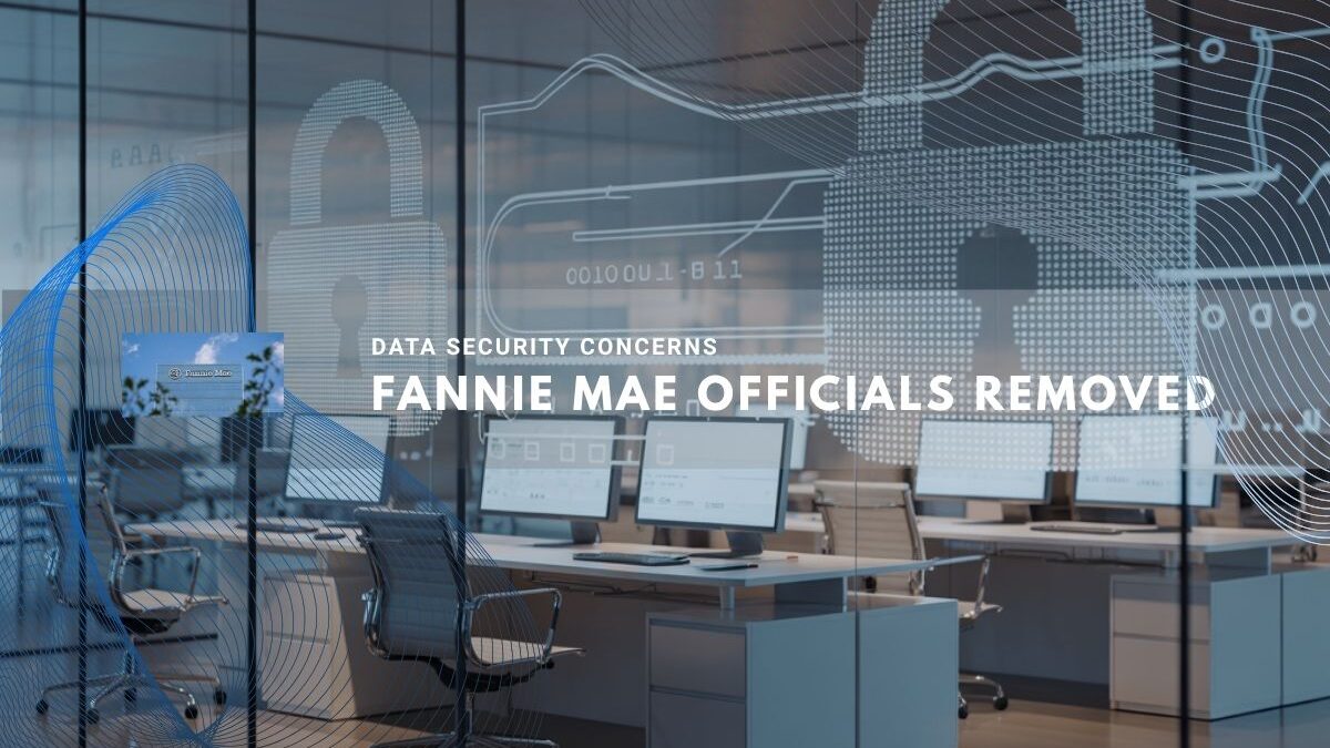 Modern office with computer desks behind glass showing lock icons.