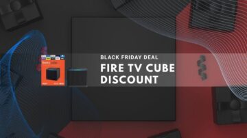 Black Friday deal promotion for Fire TV Cube with red and black design