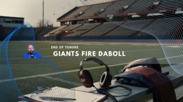 Empty football stadium with a clipboard