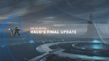 Futuristic sci-fi landscape with Halo characters