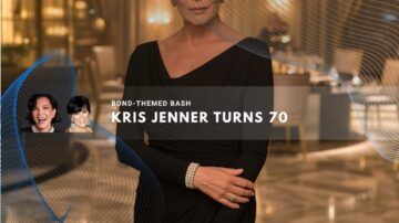 Kris Jenner dressed elegantly in a black gown at a glamorous venue