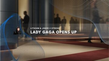 Lady Gaga on red carpet with blurred background