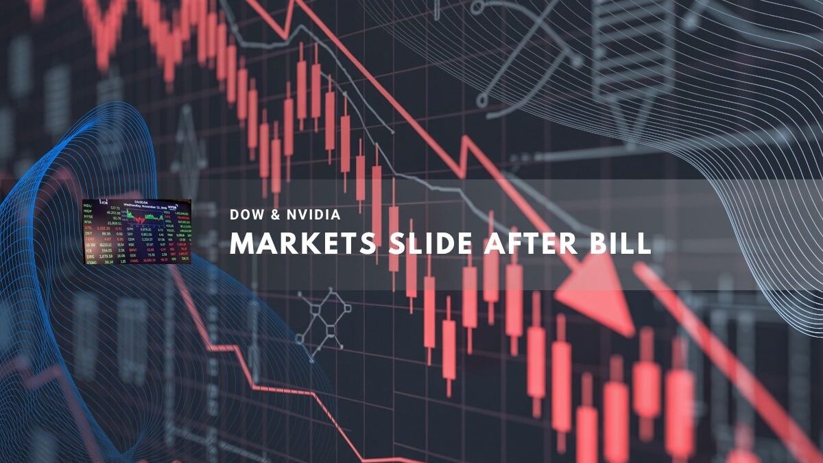 Red stock chart showing sharp market decline