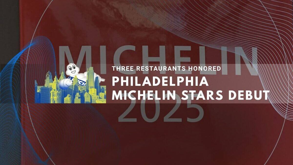 Red Michelin guide announcing Philadelphia's first star restaurants.