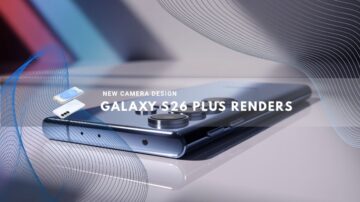 Close-up render of a sleek Samsung smartphone