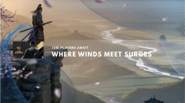 Warrior in armor stands on a cliff overlooking a river valley