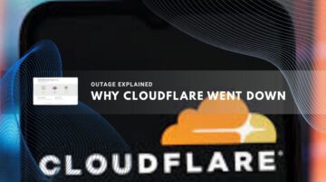 Smartphone screen showing the Cloudflare logo with blurred colors