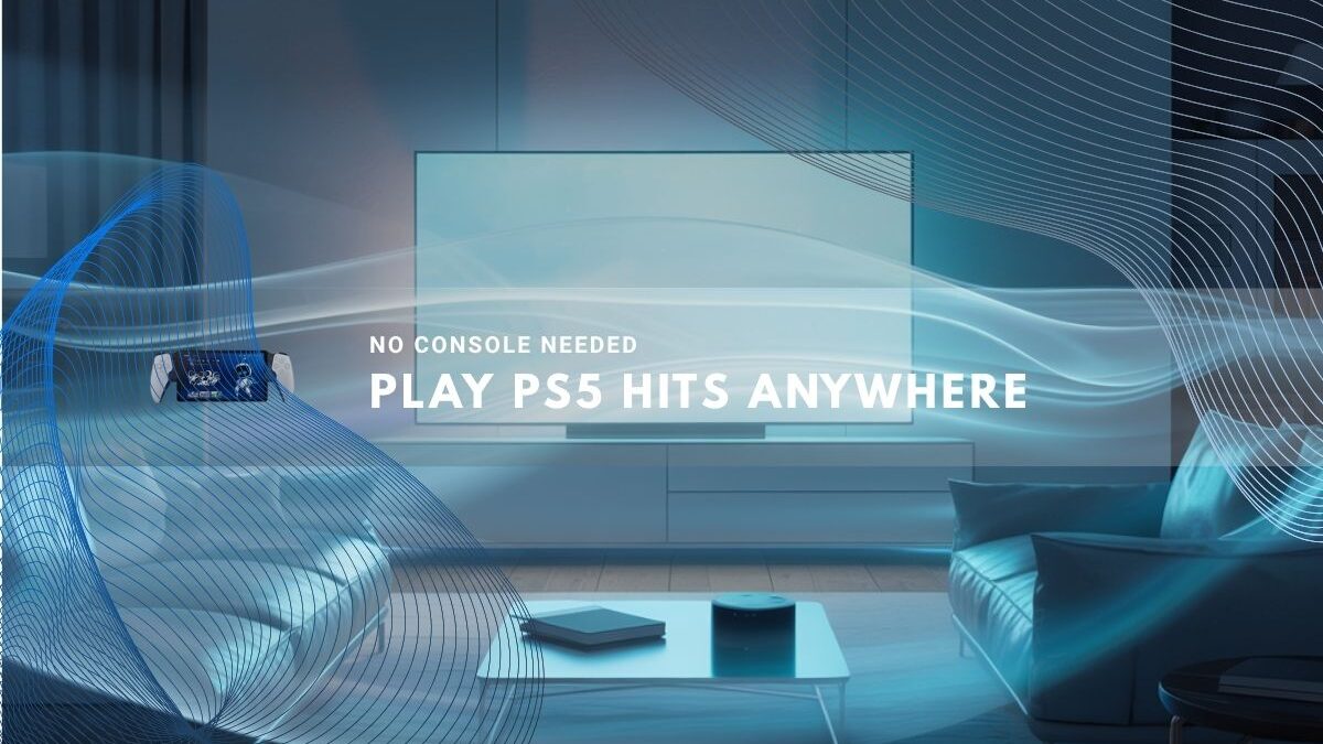 room setup promoting PS5 game streaming without a console